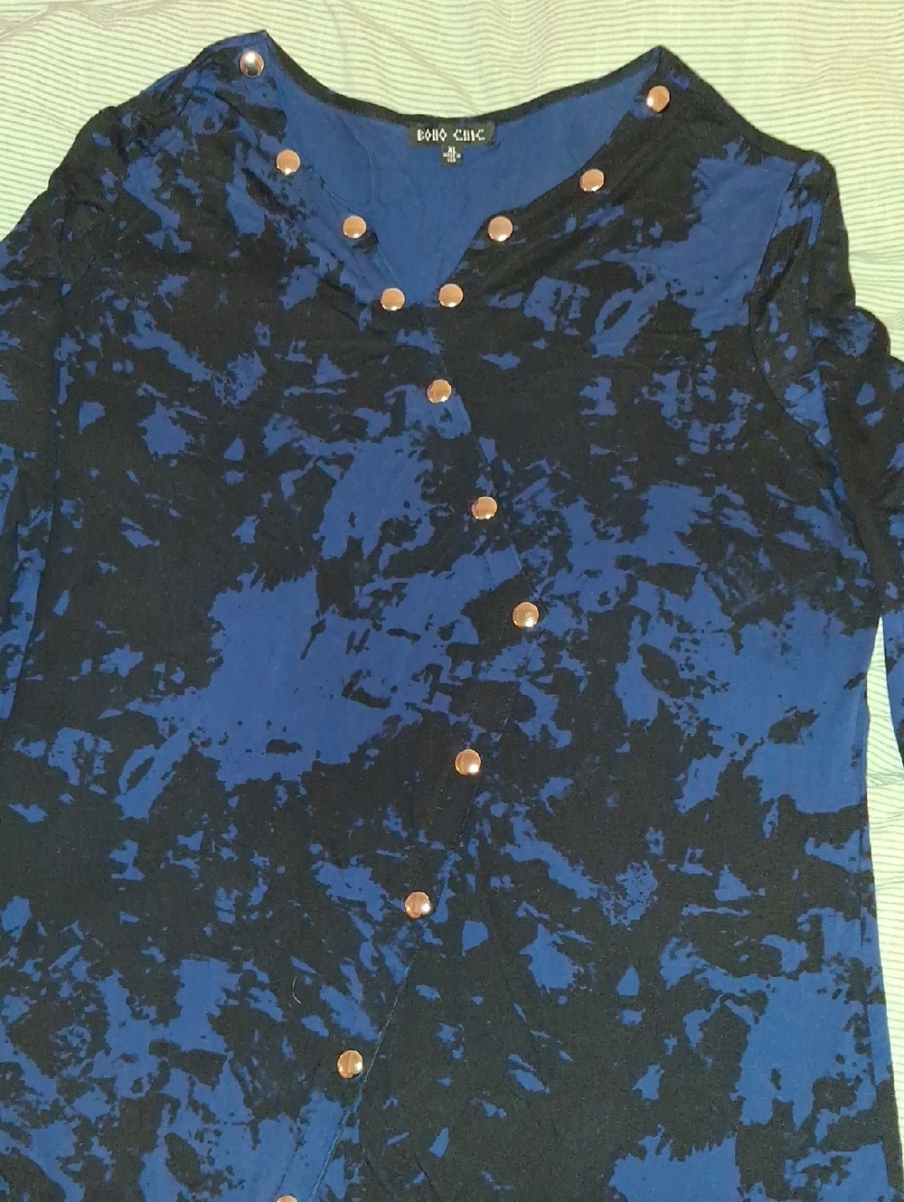 David Cline Royal Blue & Black Snap- Decoration Front Top